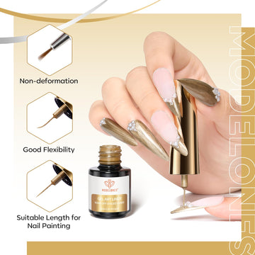Modelones delineador de gel dorado con efecto espejo 3D.