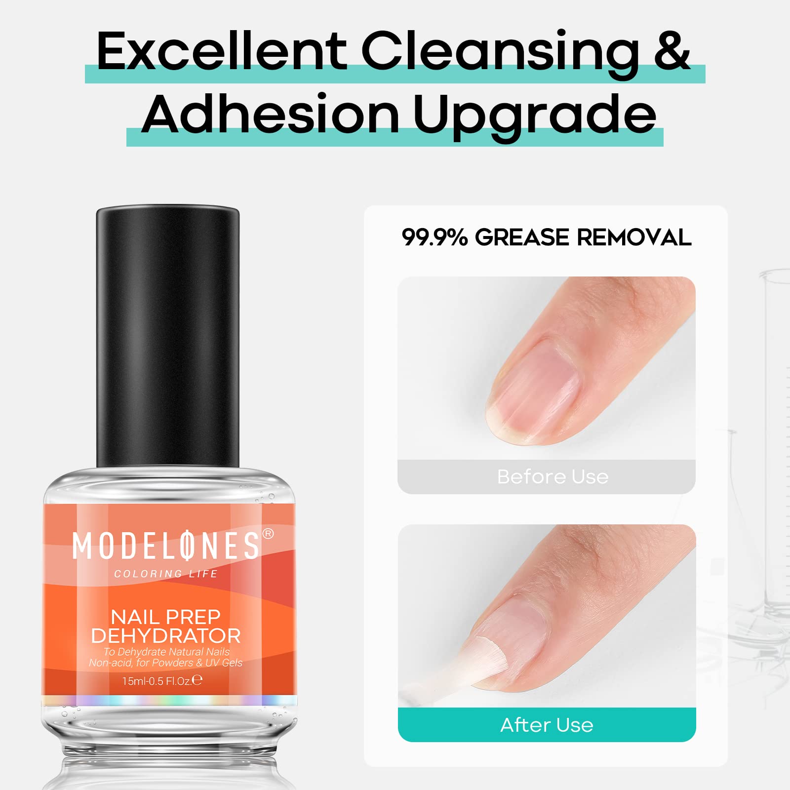 Modelones deshidratante aplicado en uña, facilita la base para gel.