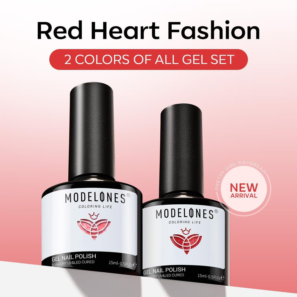 Modelones 15 ml rosa rojo, acabado glitter para toque final