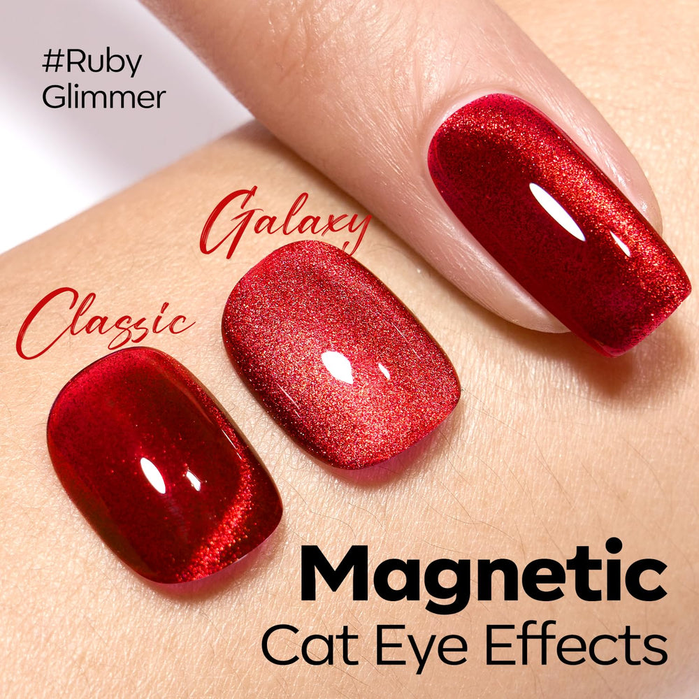 Modelones detalle de brillo iridiscente con partículas magnéticas.