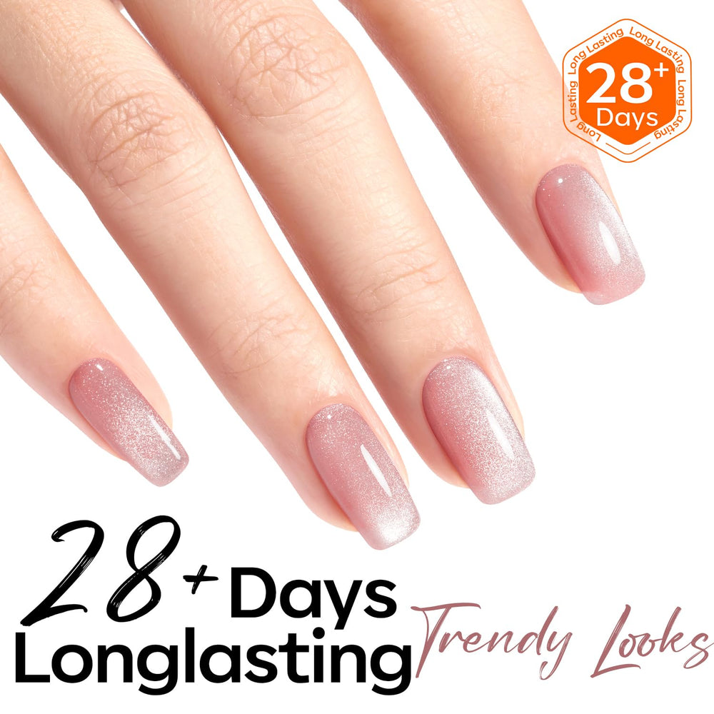 Modelones efecto holo rosa, acabado dinámico según la luz.