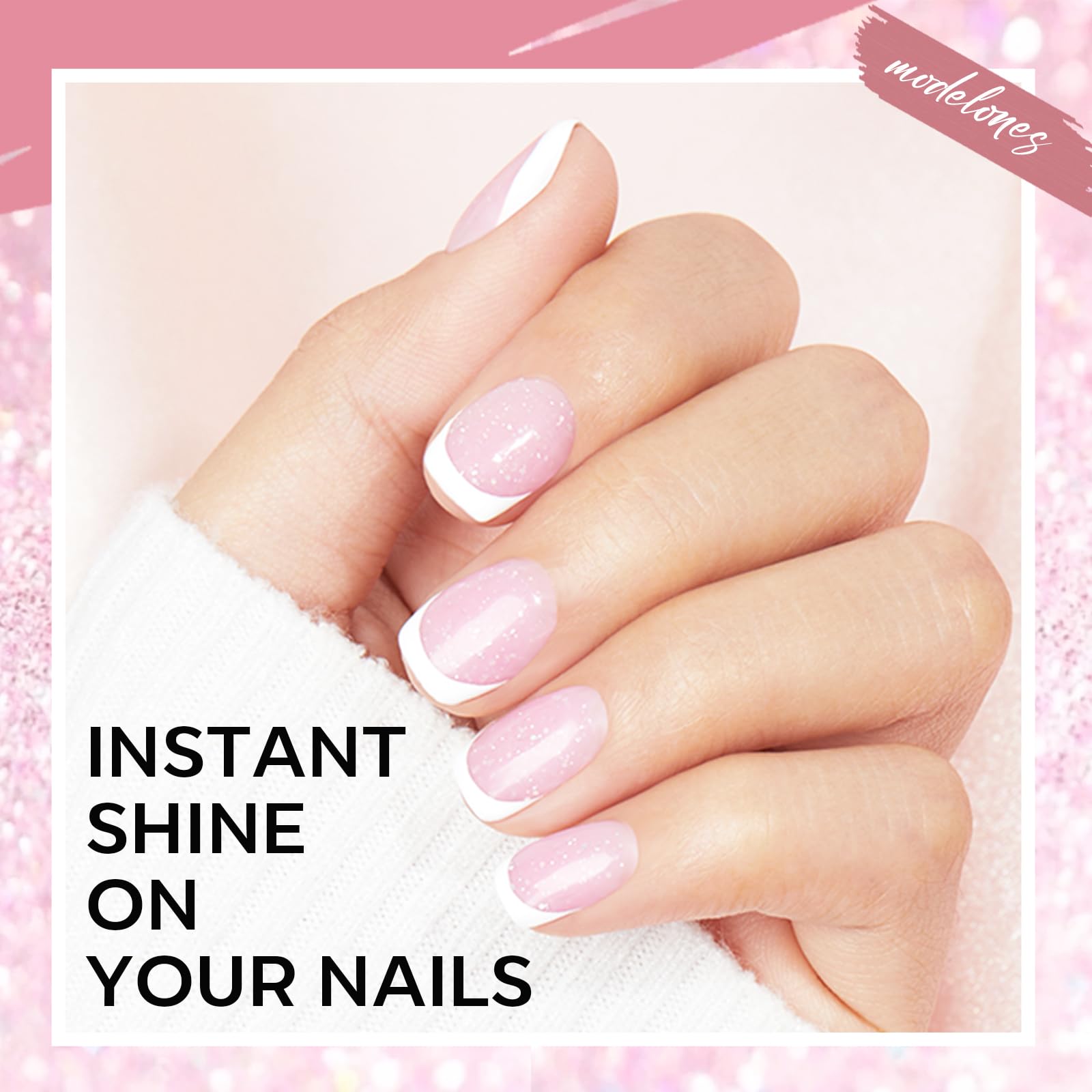 Modelones efecto iridiscente arcoíris resalta el diseño de uñas.