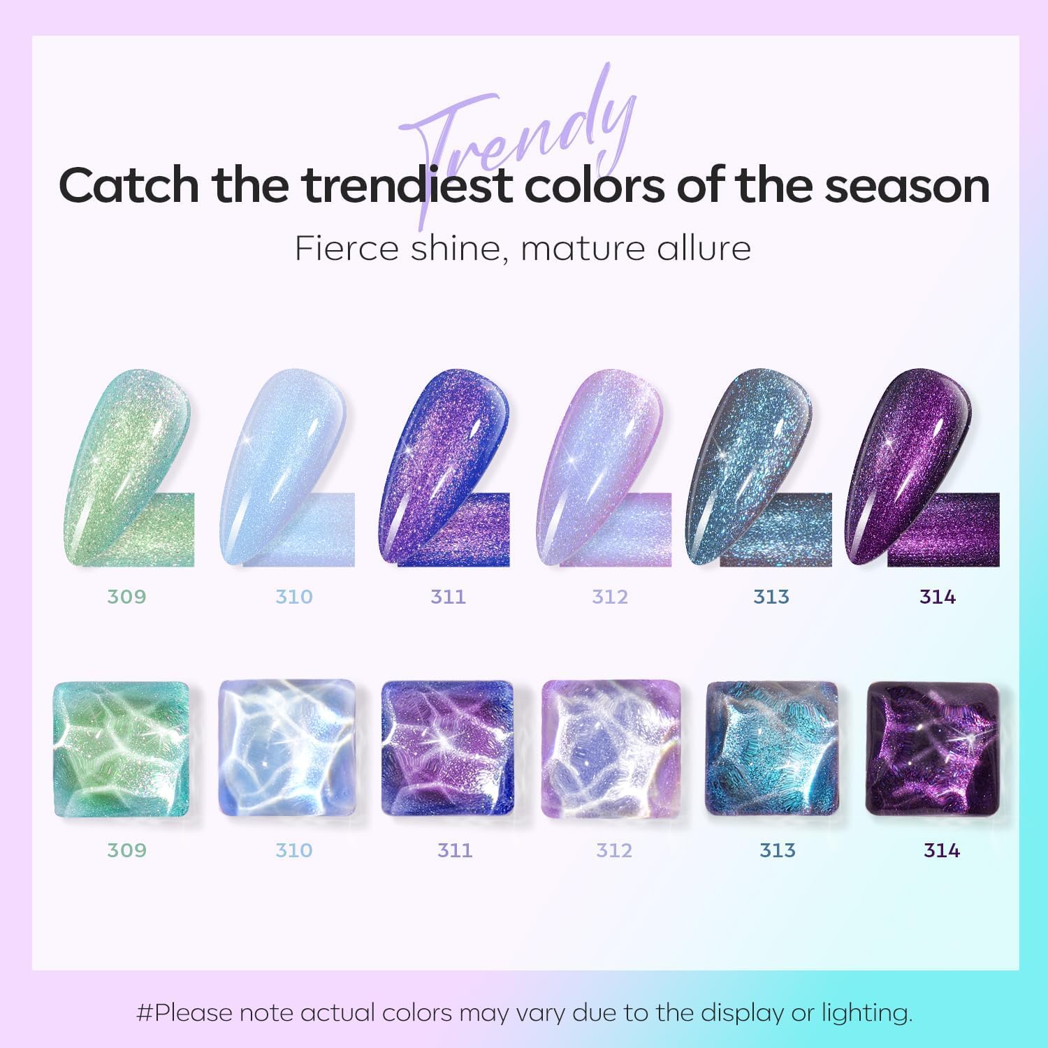 Modelones Chameleon Morado: brillo iridiscente para uñas únicas