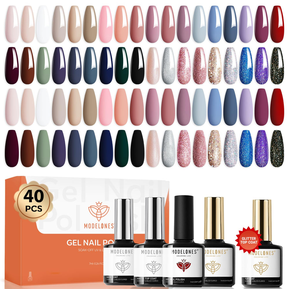Modelones: conjunto gel de 40 piezas con 36 tonos para combinar looks diarios.