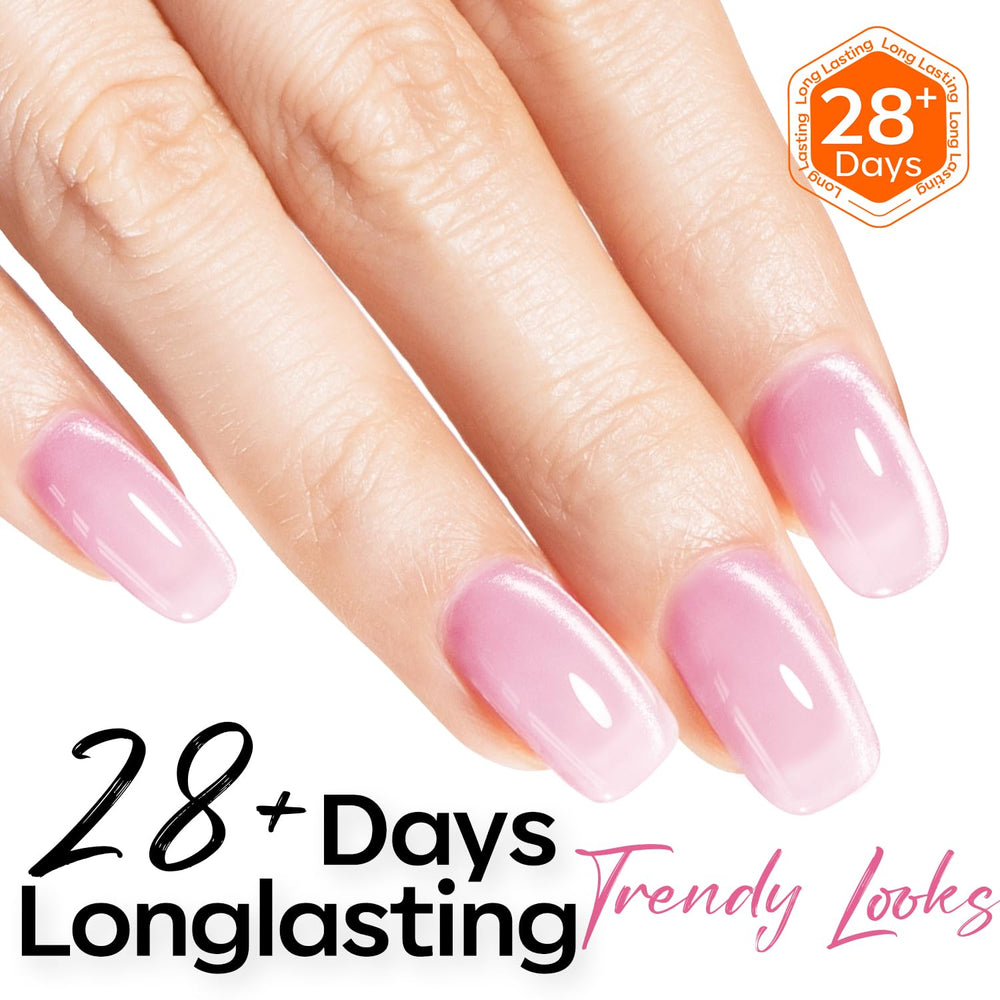 Esmalte gel acabado metálico rosado con partículas reflectantes