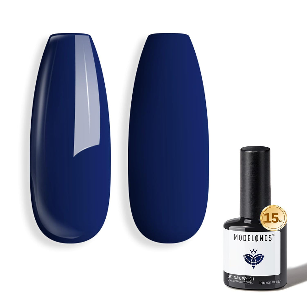 Modelones esmalte gel azul marino 15ml para uñas, color profundo y brillante.