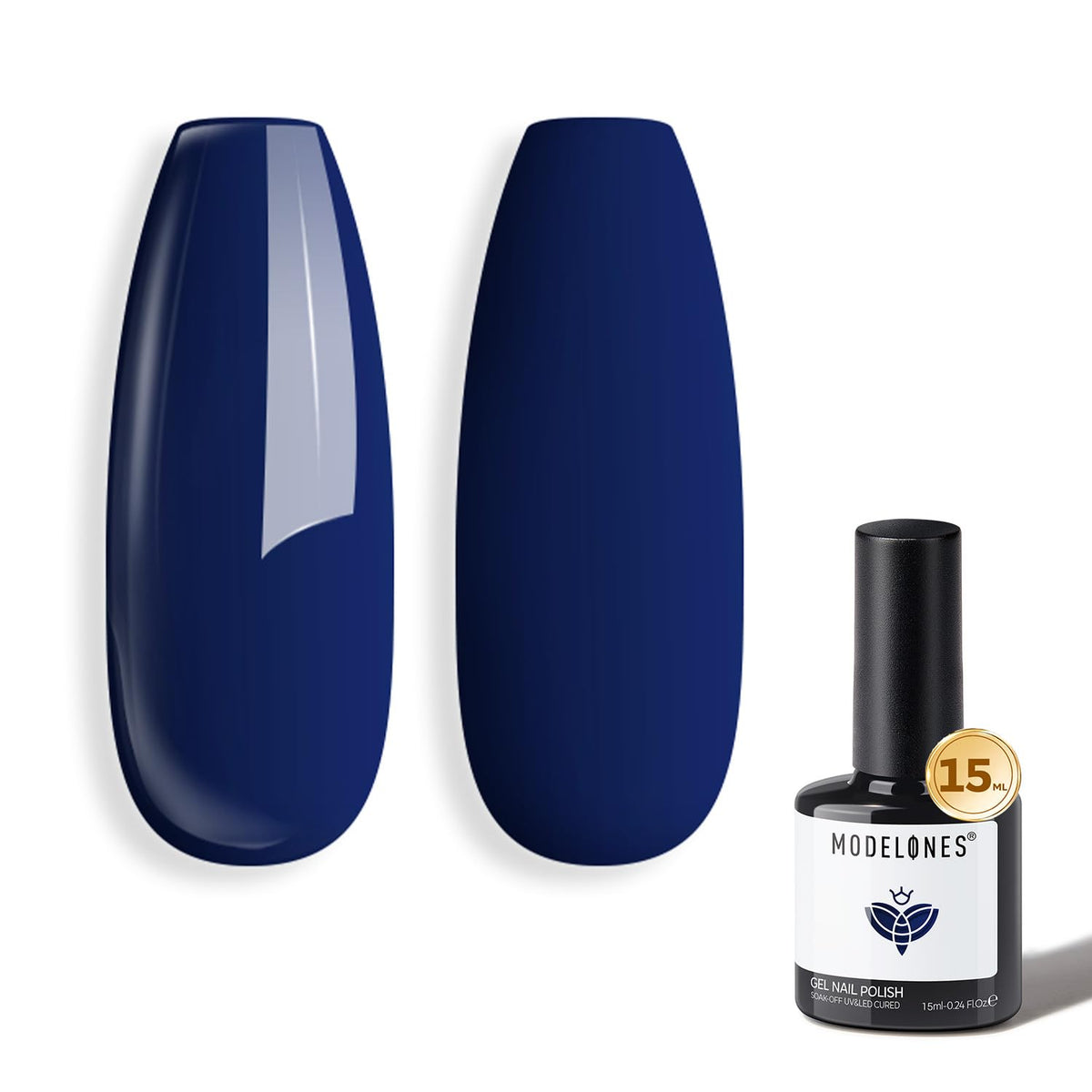 Modelones esmalte gel azul marino 15ml para uñas, color profundo y brillante.