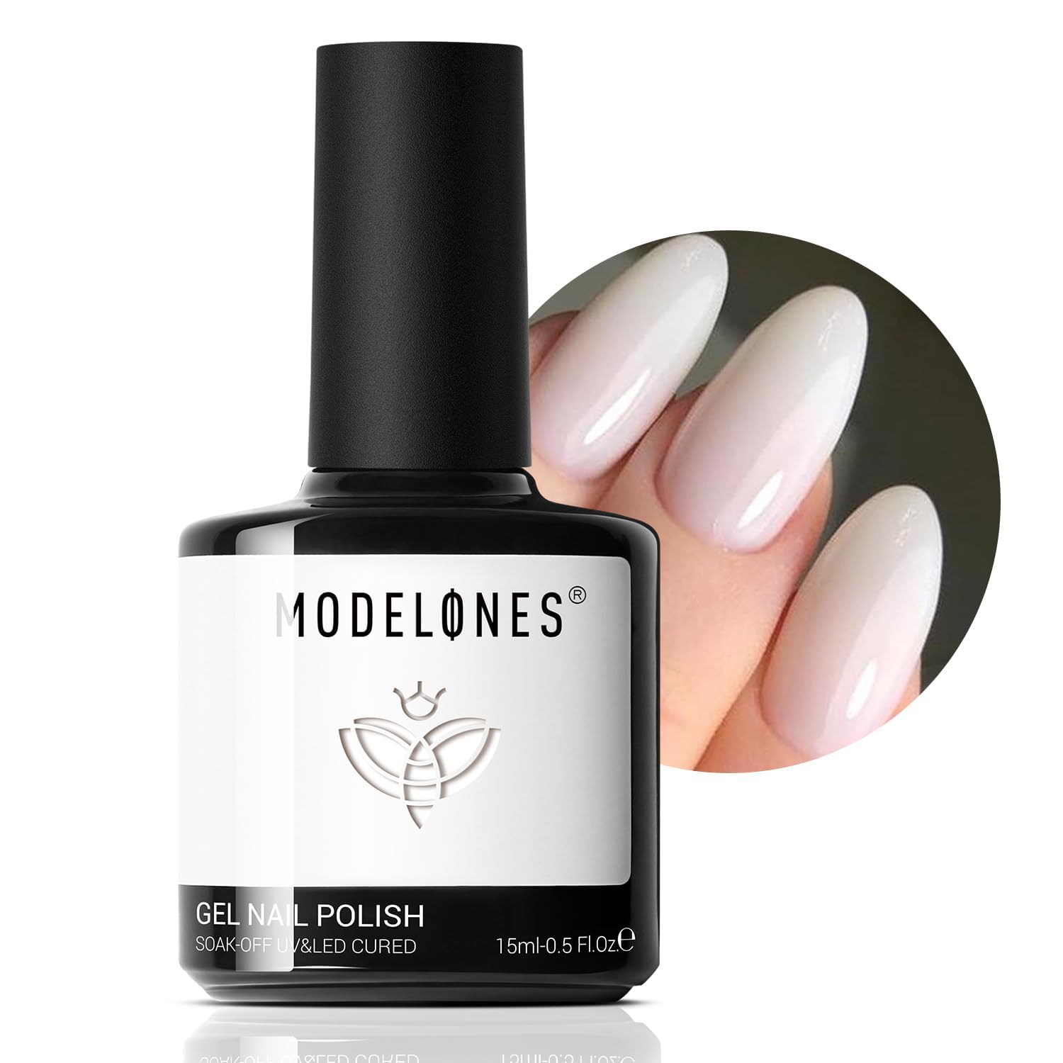 Modelones esmalte gel blanco lechoso en bote de 15 ml para manicura en casa