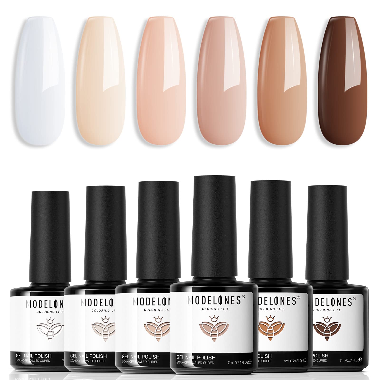 Modelones esmalte gel blanco puro para acabado liso y brillante.