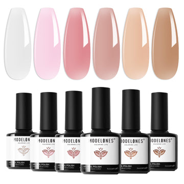 Modelones esmalte gel jelly 6 colores en caja regalo, listo para un look completo.