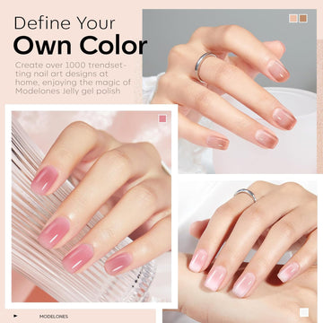 Modelones gel jelly nude neutro, tono natural para manicura discreta.