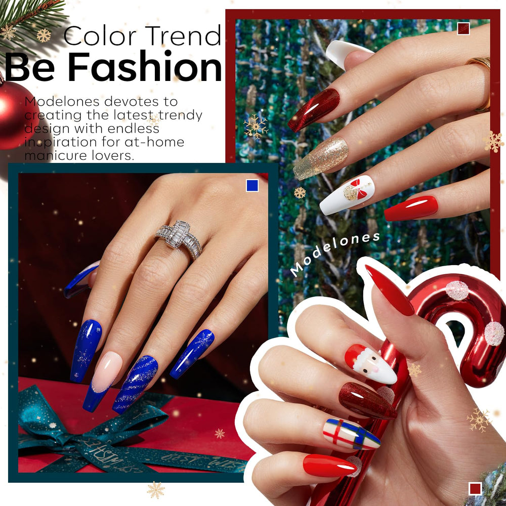 Modelones esmalte gel rojo Navidad, tono clásico para fiestas