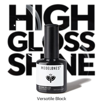 Modelones esmalte gel negro, pack de 15 ml para looks diarios.