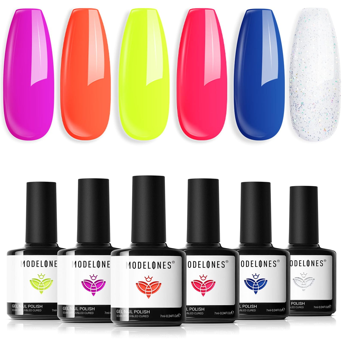 Modelones Neon Gel, esmalte rosa neón para uñas vibrantes y con acabado brillante.