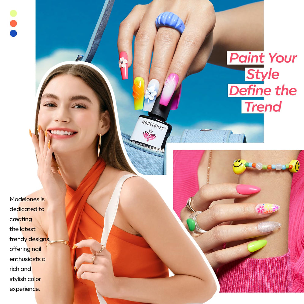 Modelones Neon Gel, esmalte verde neón para uñas llamativas y duraderas.
