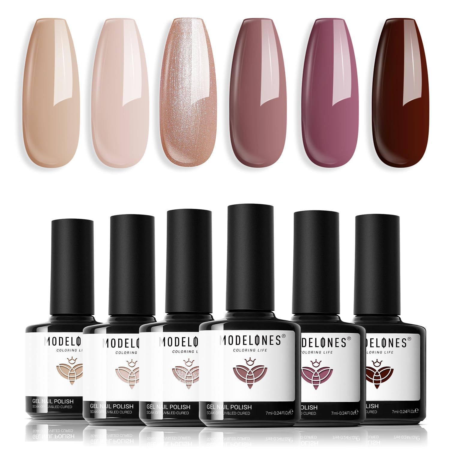Modelones esmalte gel nude marrón con cobertura suave para uñas brillantes