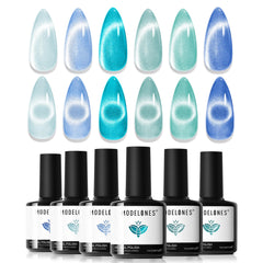 Modelones esmalte gel ojo de gato azul frío con brillo duradero para uñas