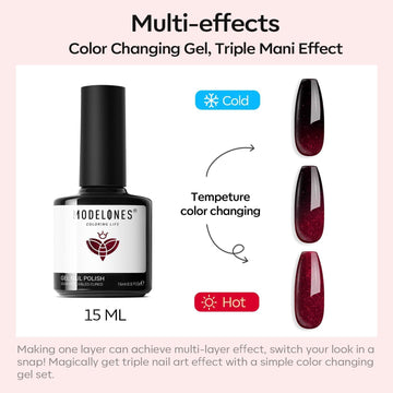 modelones esmalte gel rojo vino cambia color al calor