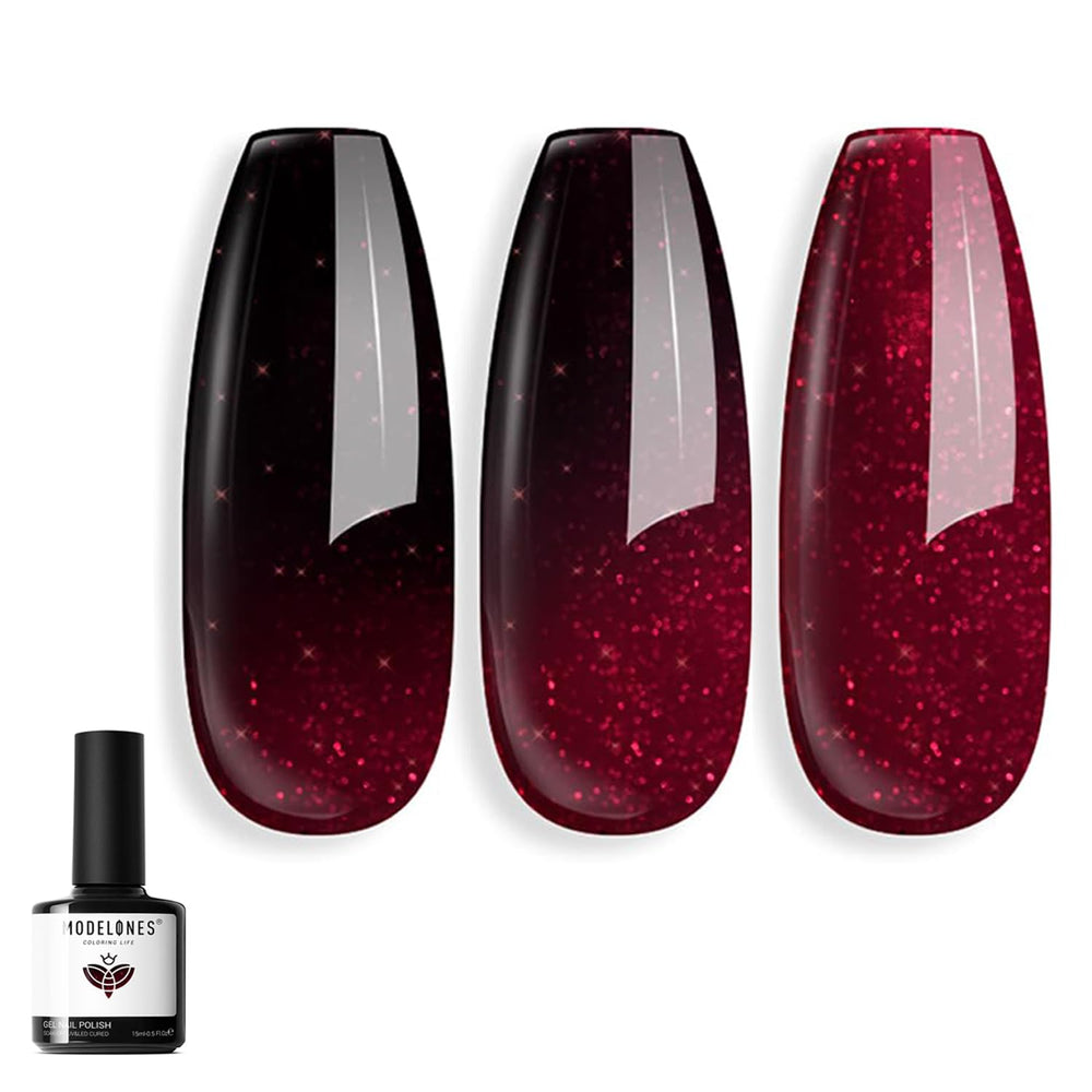 modelones esmalte gel rojo vino cambia color al frío