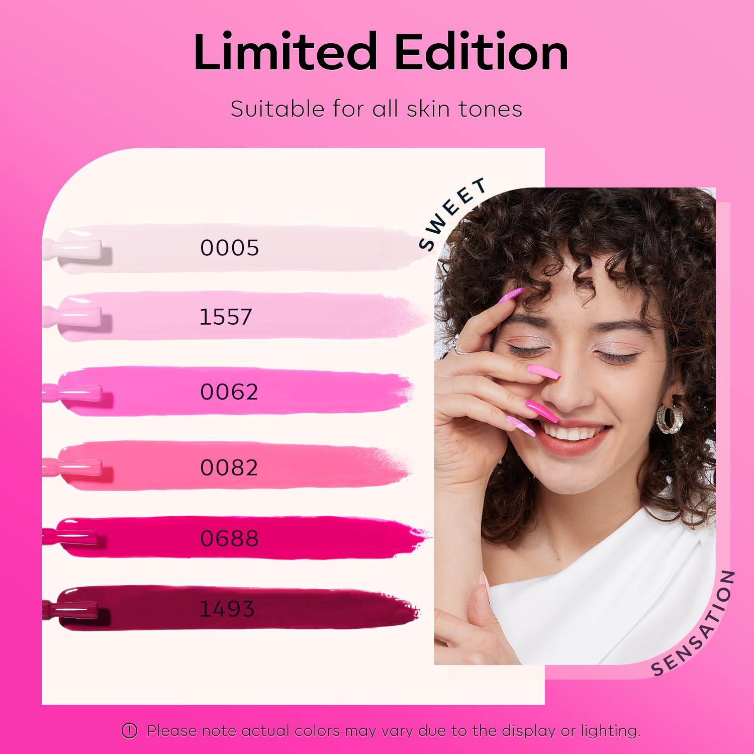 Modelones esmalte gel rosa fucsia para efecto vibrante