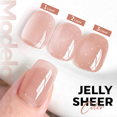 Modelones esmalte gel rosa natural, punta francesa para un acabado elegante.