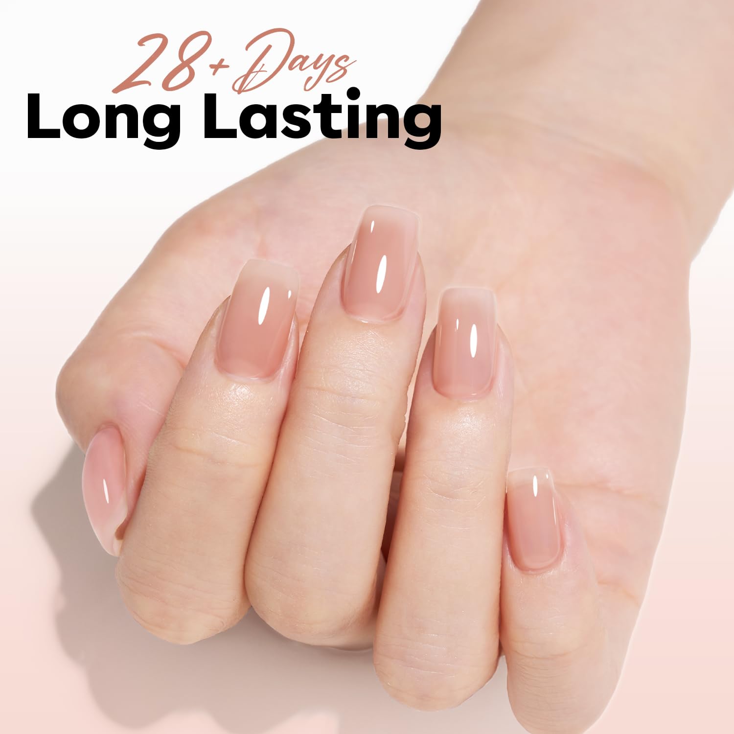 Modelones esmalte gel rosa natural, retirada fácil con acetona.