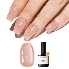 Modelones esmalte gel rosa natural translúcido en botella, acabado suave para uñas discretas.