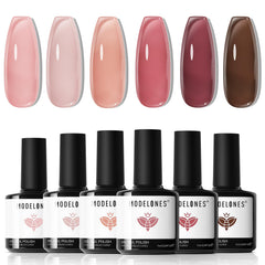 Modelones set de gel con 6 colores nude, ideal para una manicura suave en casa