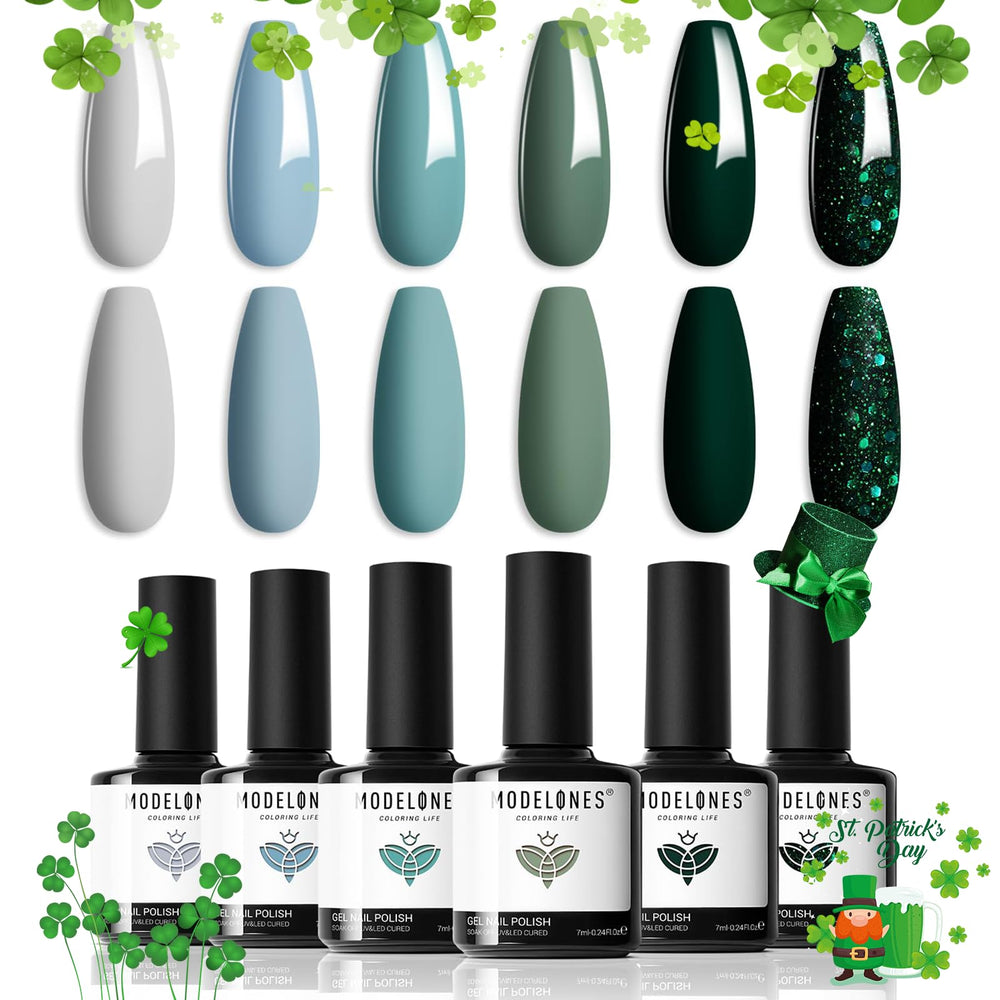 Modelones esmalte gel verde bosque en botella, color intenso y duradero para uñas