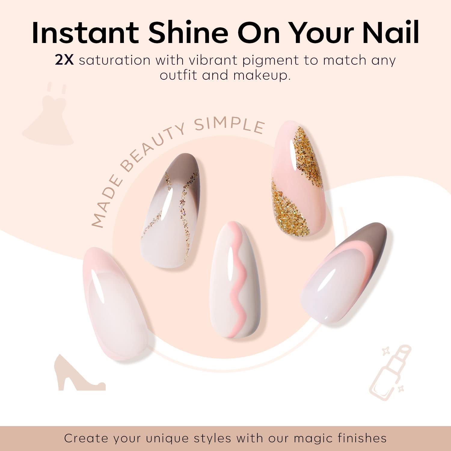 Modelones esmalte gel, tono brillo champán para destellos sutiles