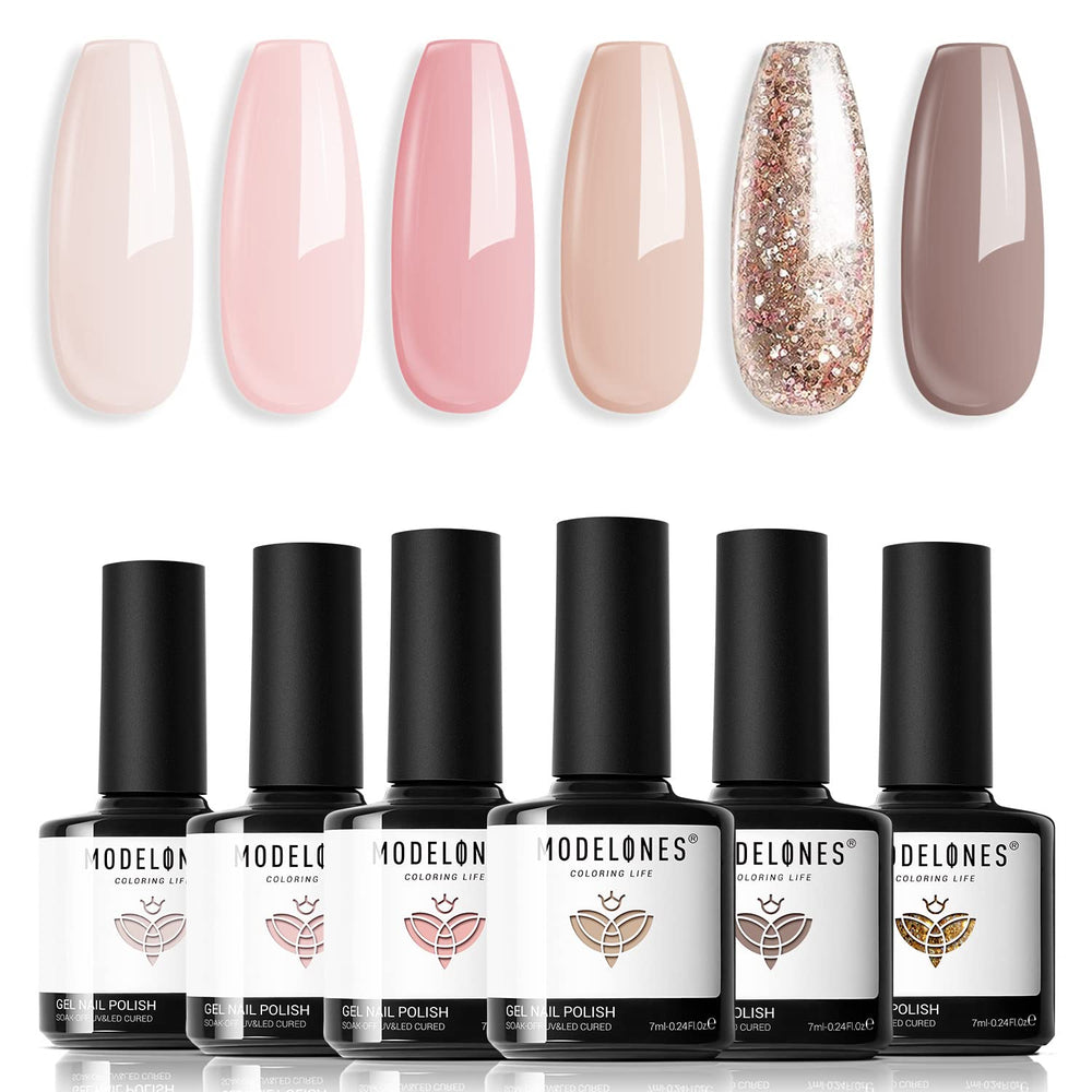 Modelones esmalte gel, paleta beige natural para looks diarios duraderos