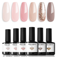 Modelones esmalte gel, paleta beige natural para looks diarios duraderos