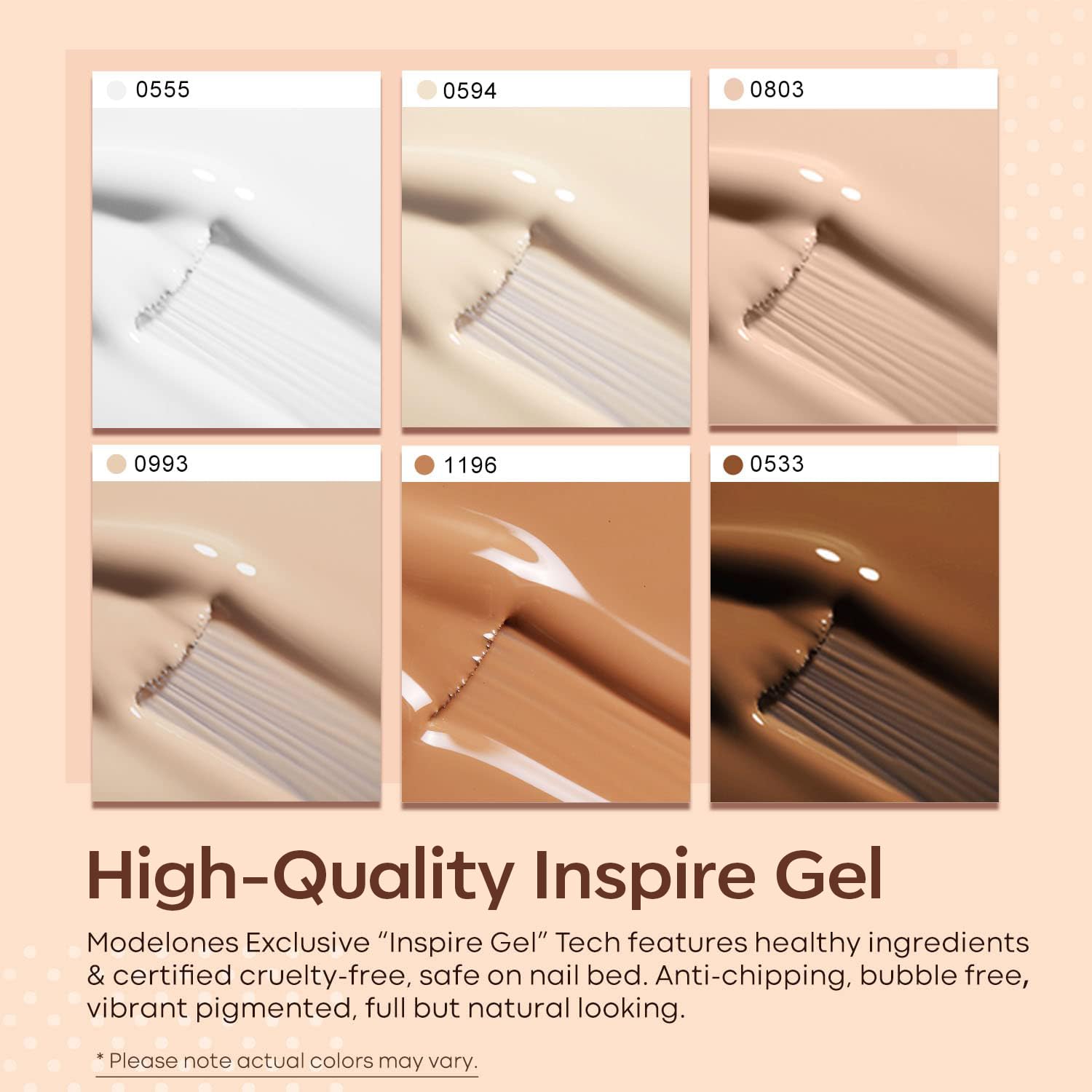 Modelones esmalte gel tono piel neutro para uso diario.