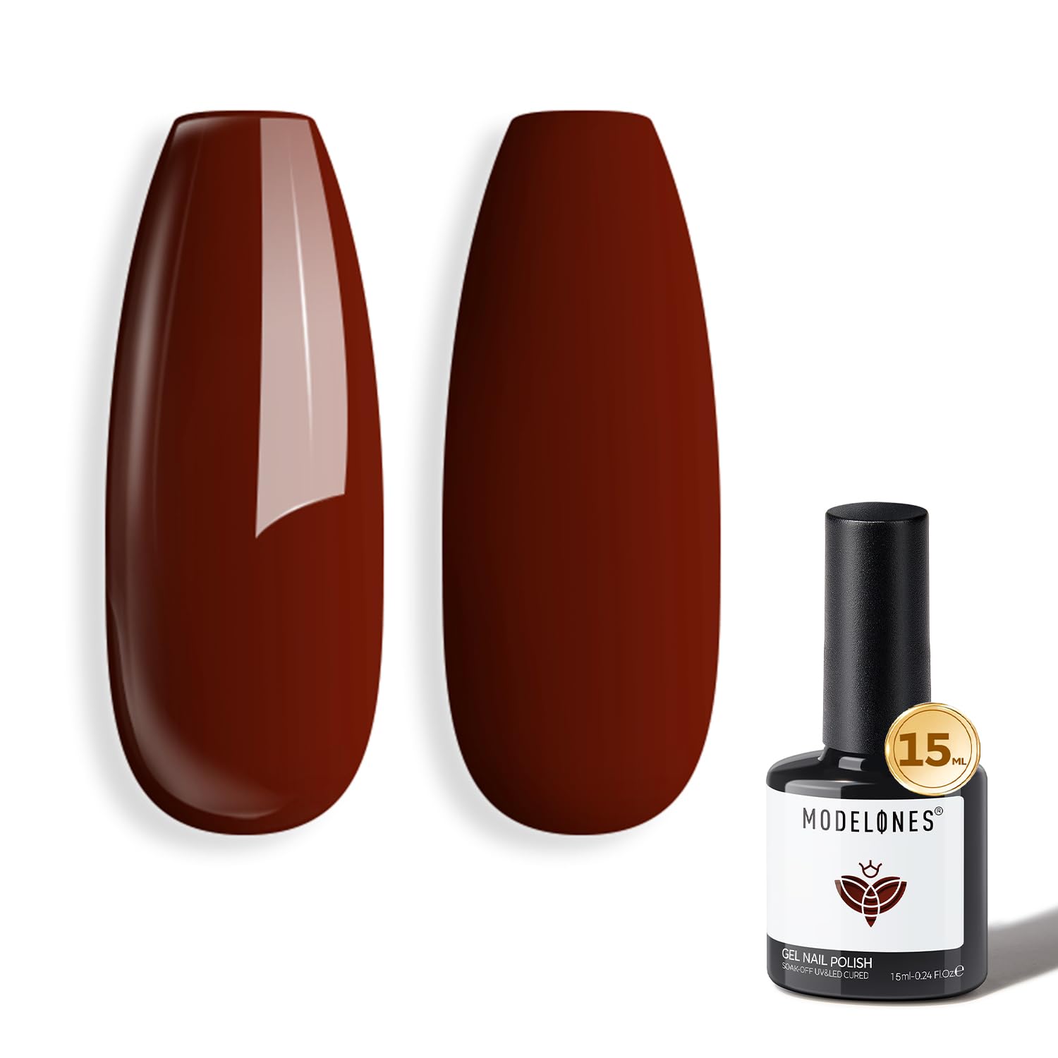 Modelones gel para uñas en botella, tono rojo vino intenso.