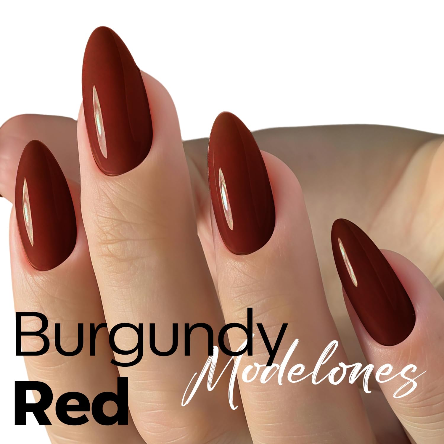 Modelones gel uñas rojo vino, acabado brillante y duradero.