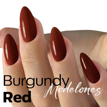 Modelones gel uñas rojo vino, acabado brillante y duradero.