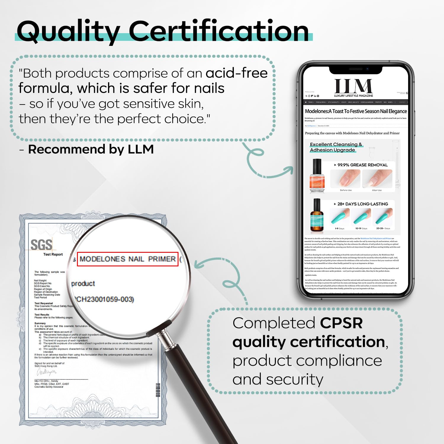 Etiqueta sin olor del producto Modelones, diseño seguro para uñas