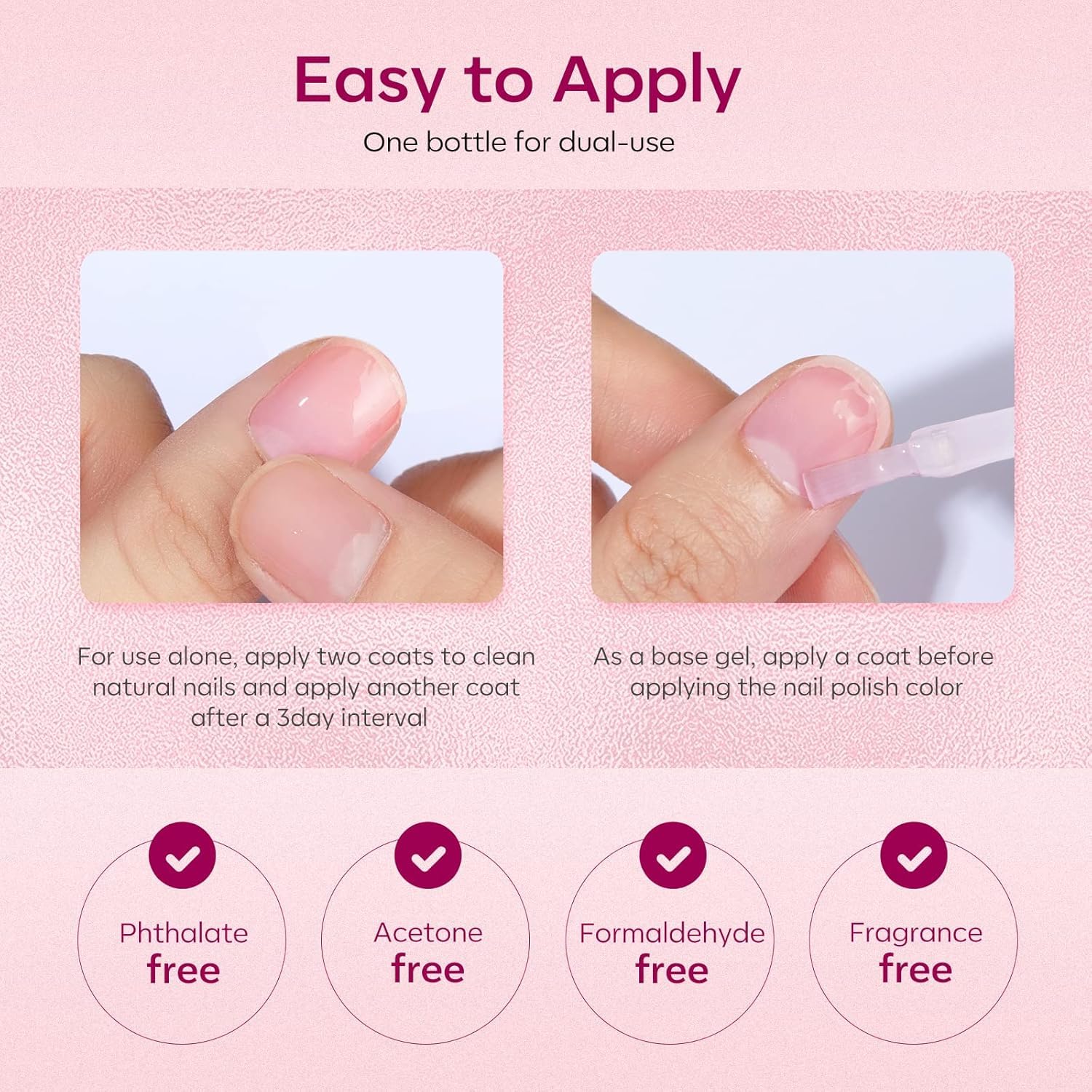 Modelones fórmula segura, libre de sustancias dañinas para uñas sensibles.