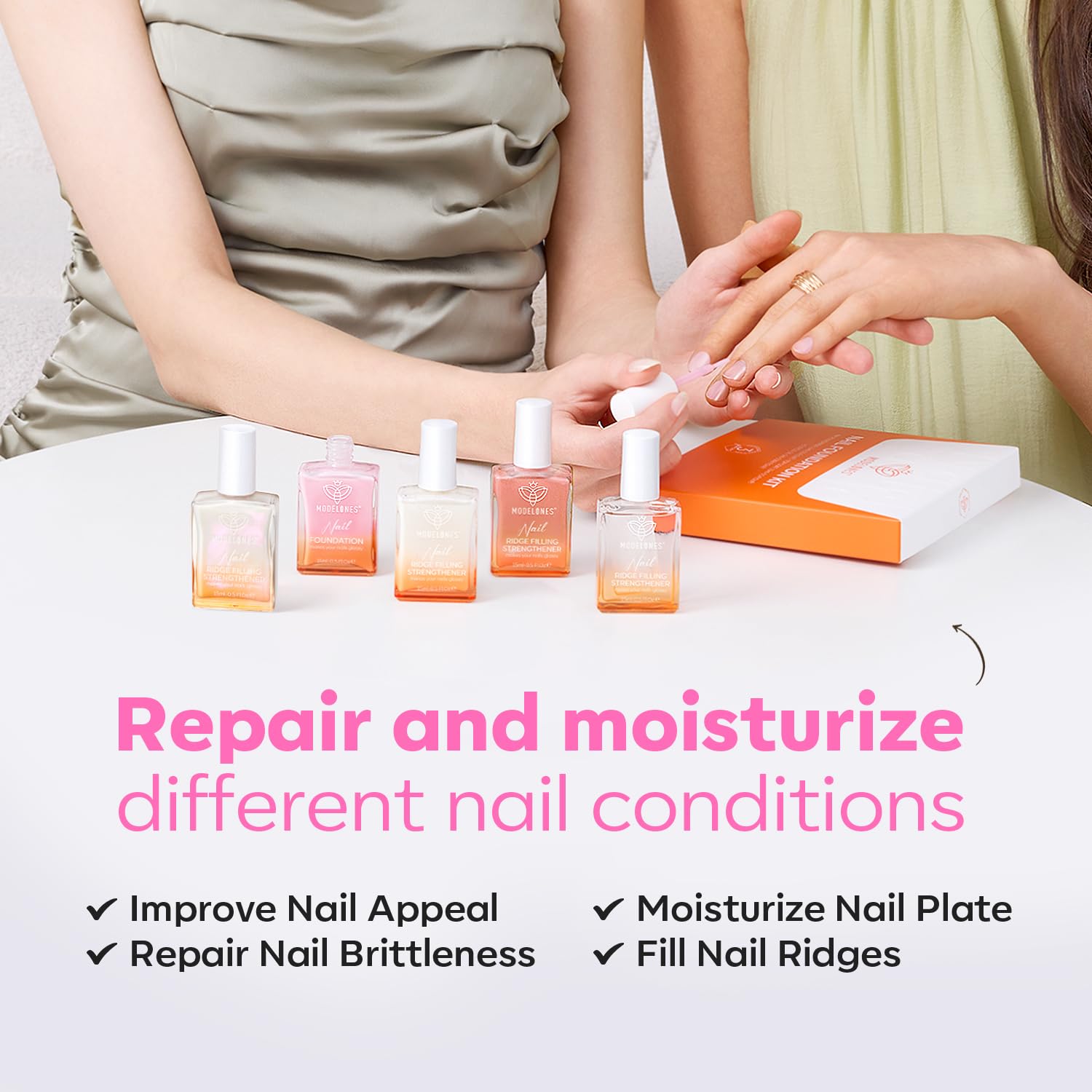 modelones: fórmula libre de sustancias dañinas para uñas delicadas.