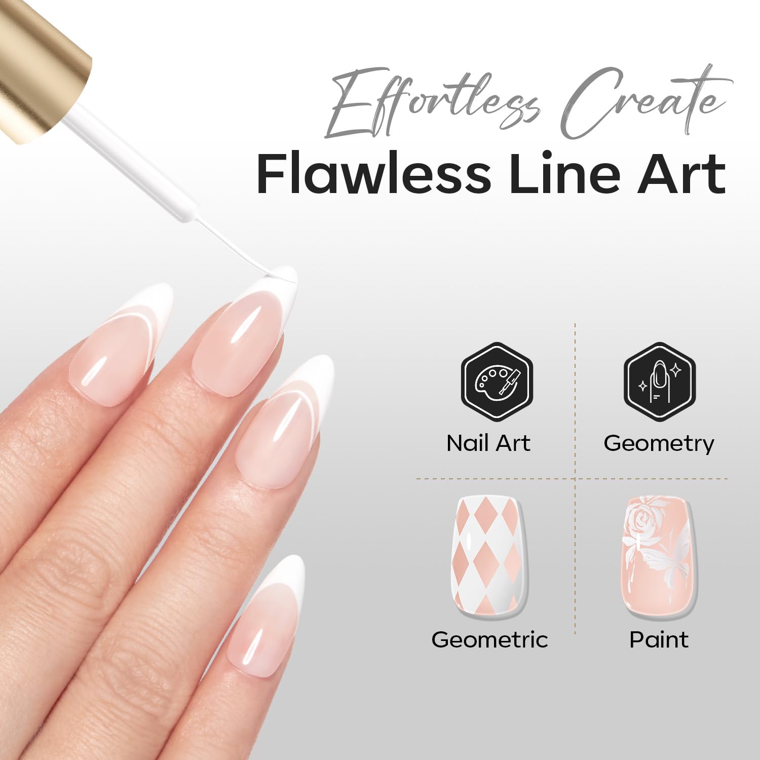 Frente de una uña con frances clásico delineado en blanco por Modelones