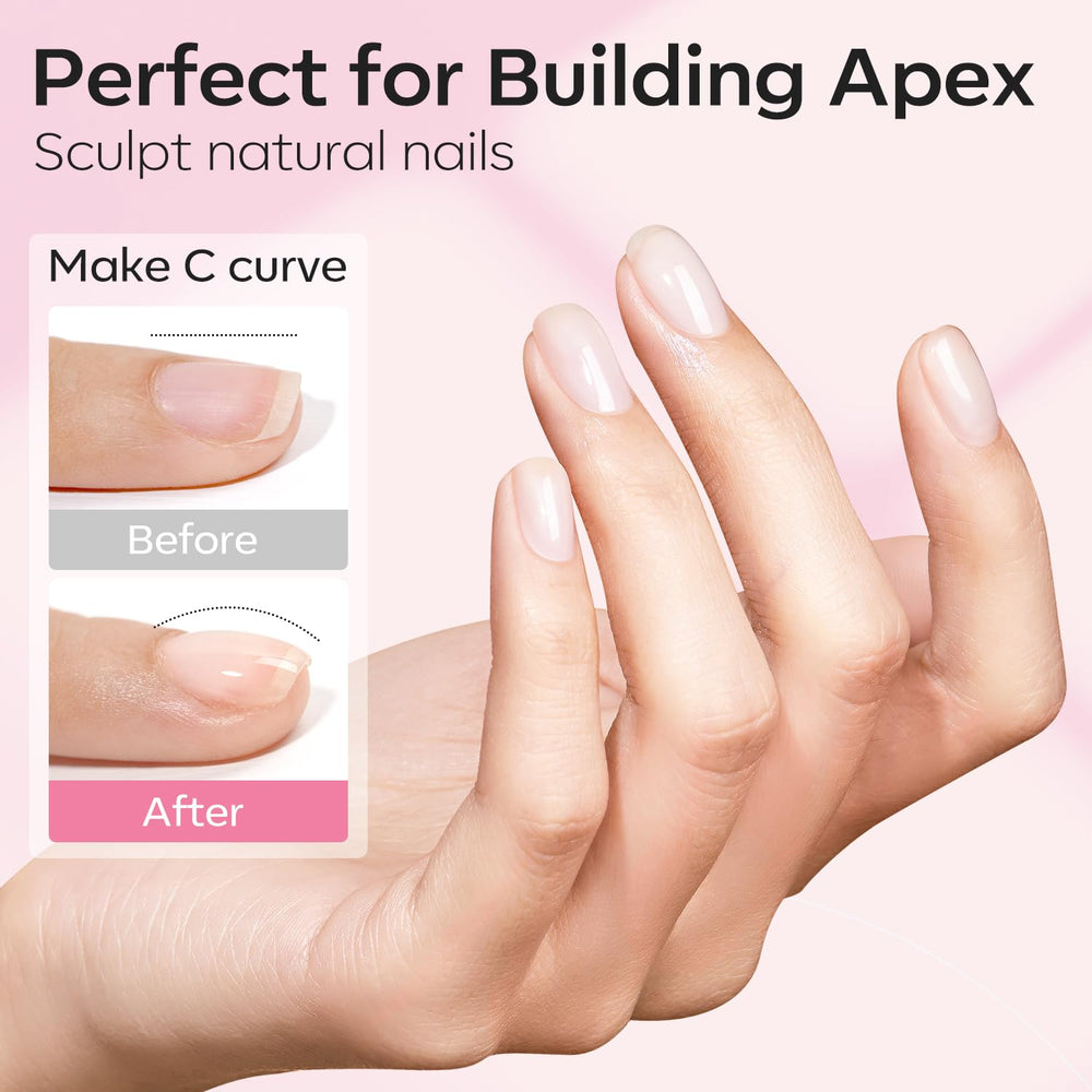 Modelones gel builder apex, construcción de uña firme y estilizada.