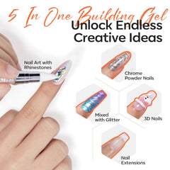 Modelones gel constructor transparente para uñas, ideal para extensiones limpias y precisas
