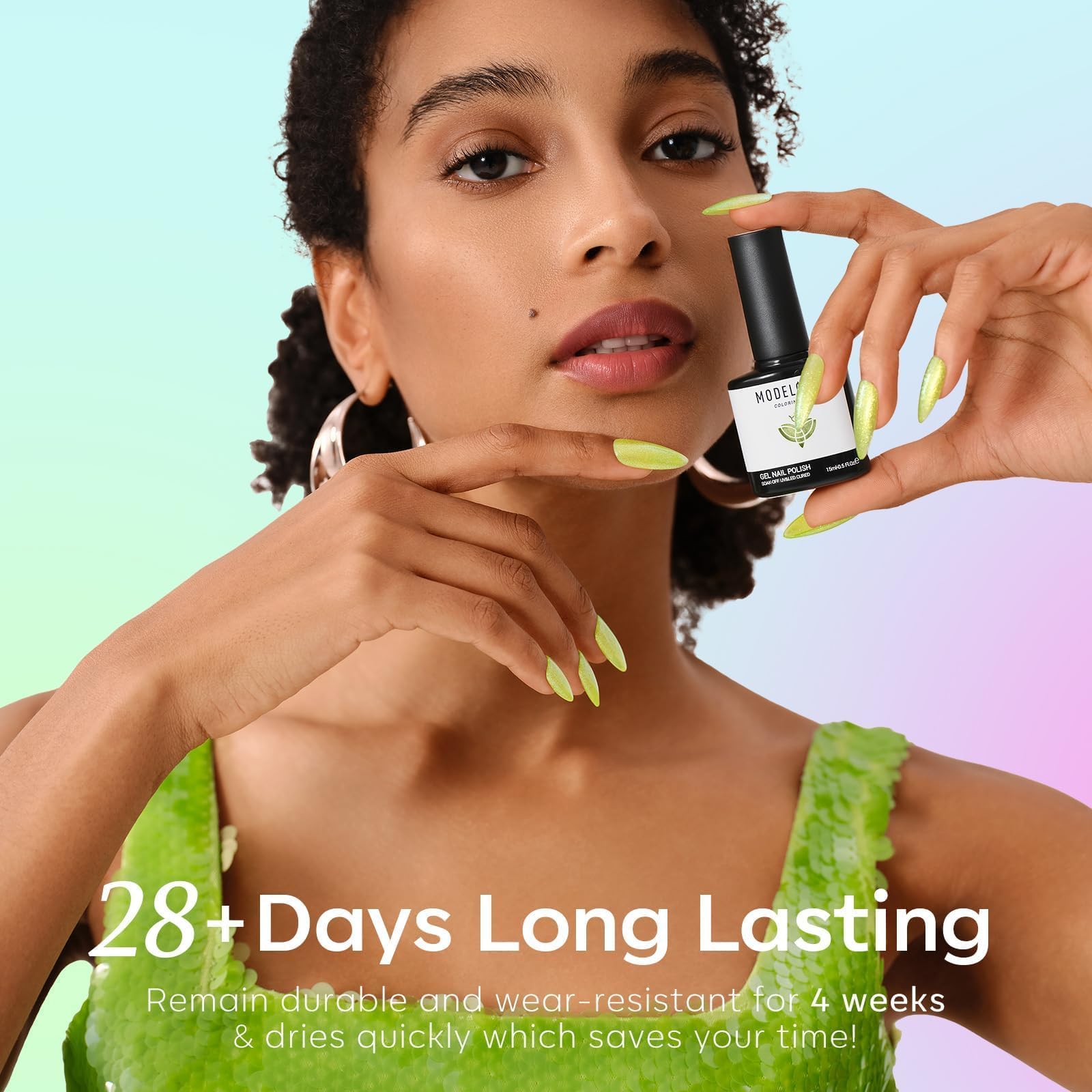 Modelones application brush demonstrates smooth, self-leveling gel for beginner-friendly nails.