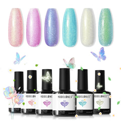 Modelones gel nail polish set pastel aurora box showcases six color options for chic manicures.