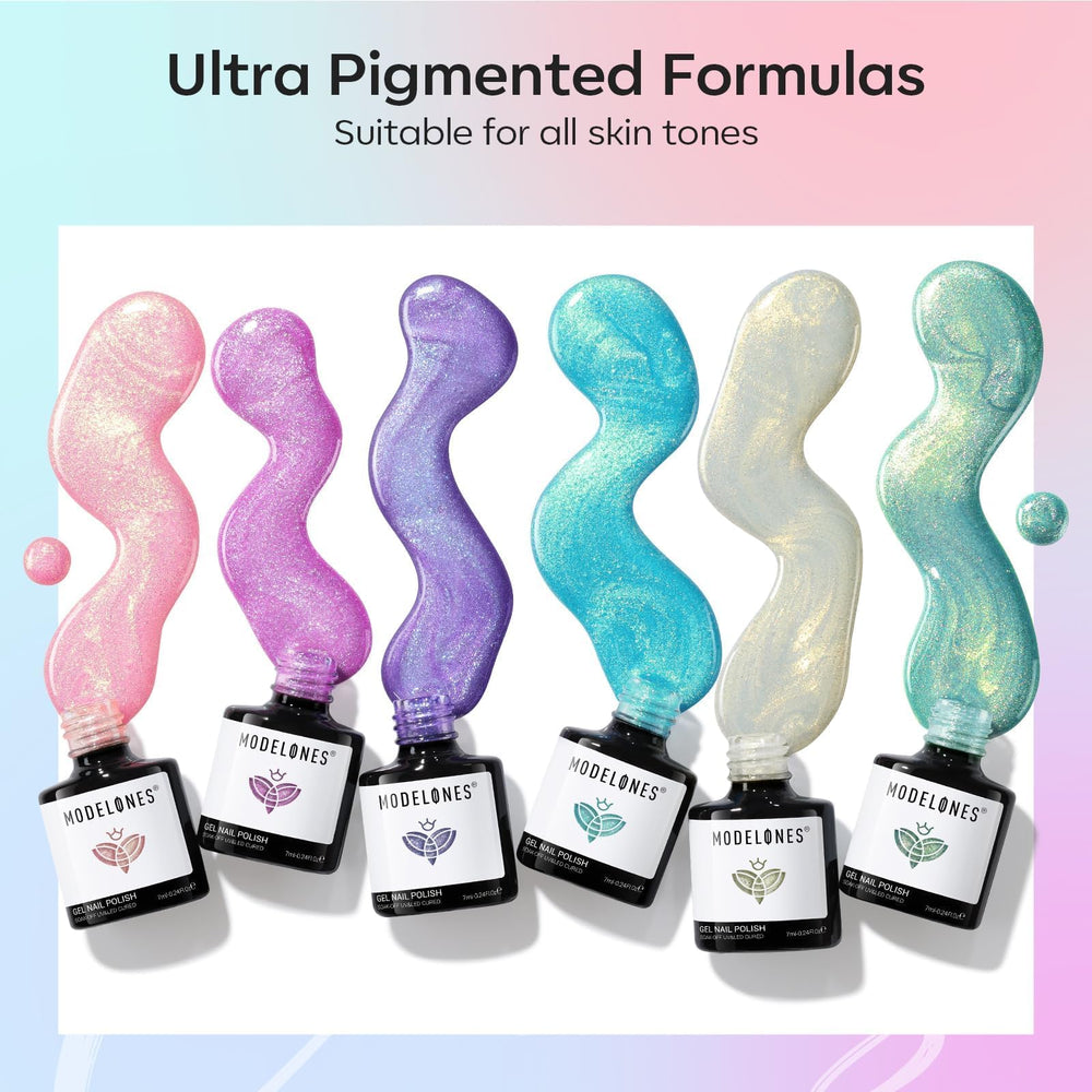 Modelones purple galaxy bottle features deep lilac with galaxy sparkle for statement nails.