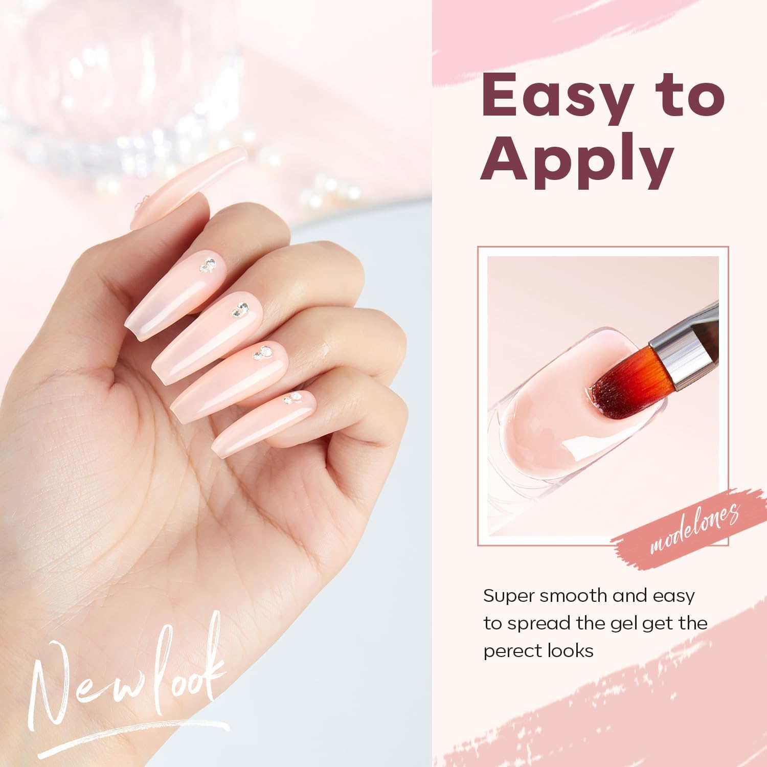 Modelones gel polímero acabado translúcido en uñas