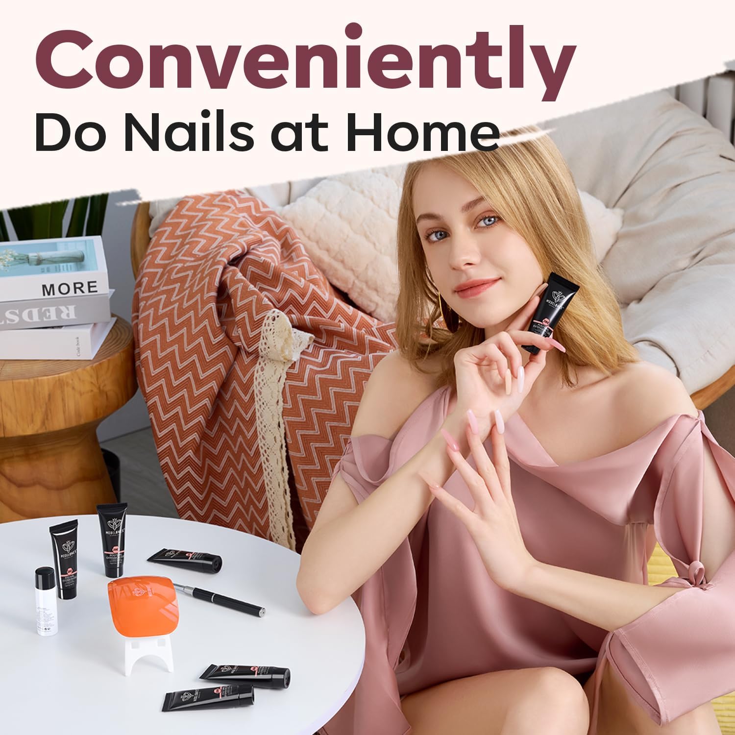 Modelones gel polímero bajo olor seguro para uñas naturales