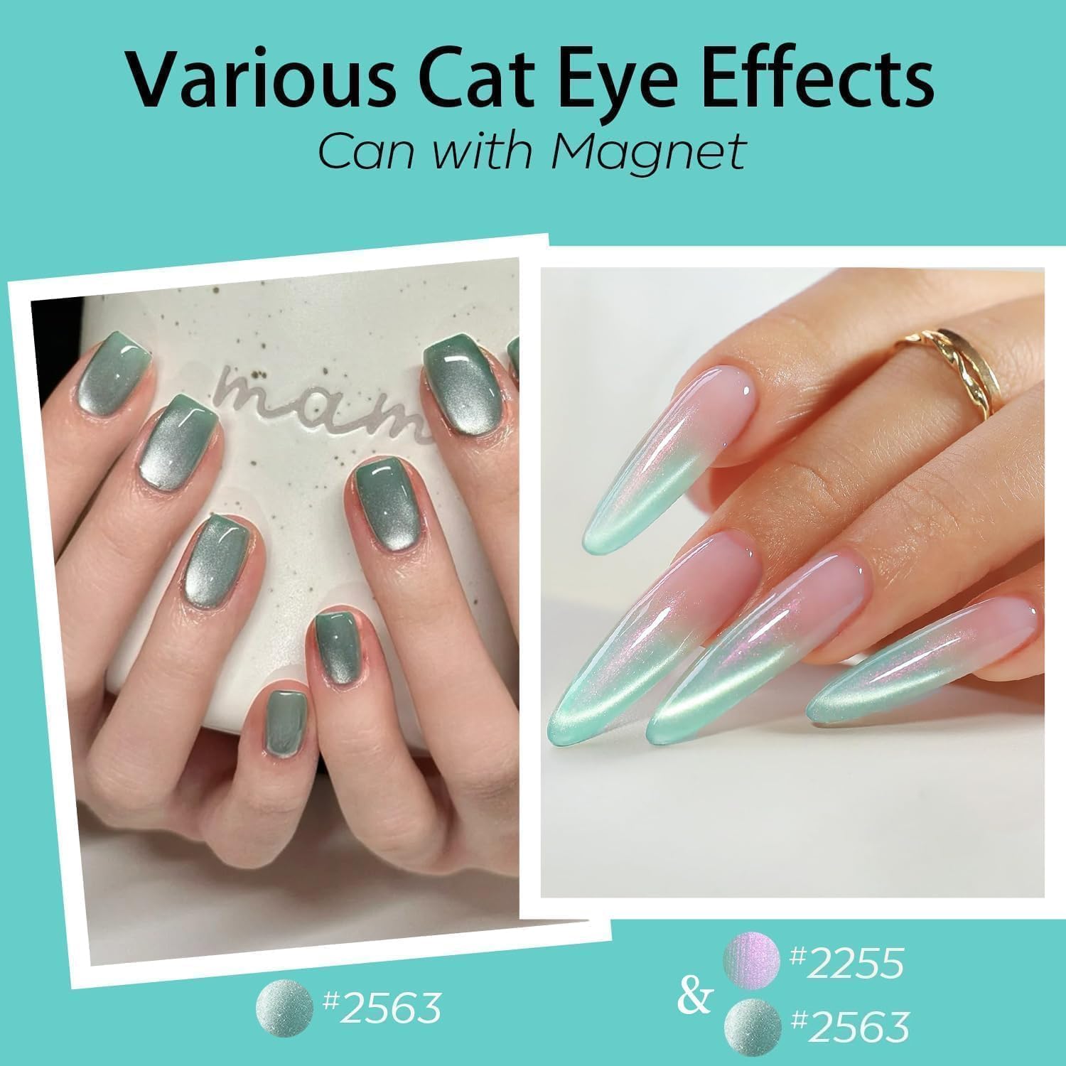 Modelones green glass cat eye gel for depth and color shifts