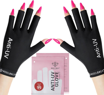 Modelones guantes UV para uñas en gel protegen la piel durante la manicura.