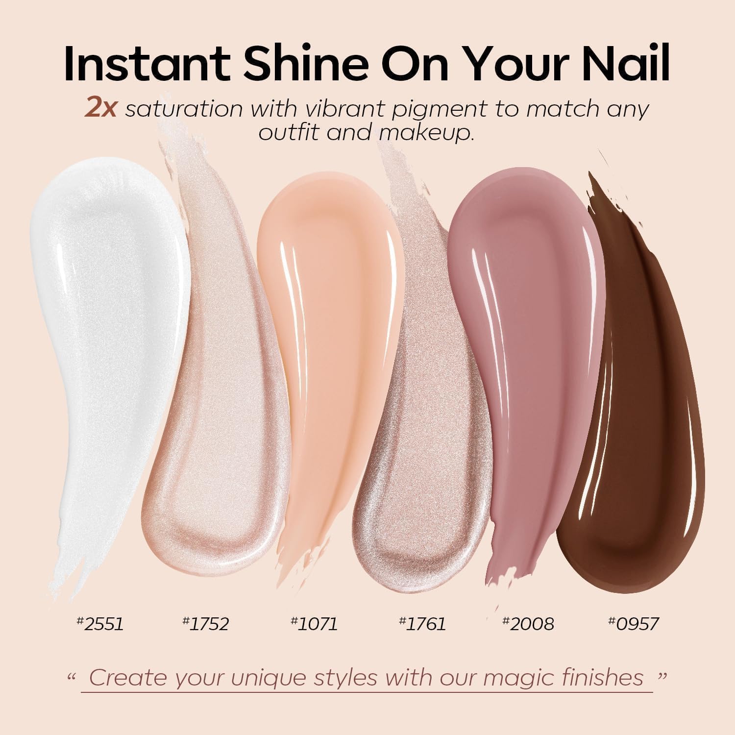 Modelones shade swatches help plan future nail looks.